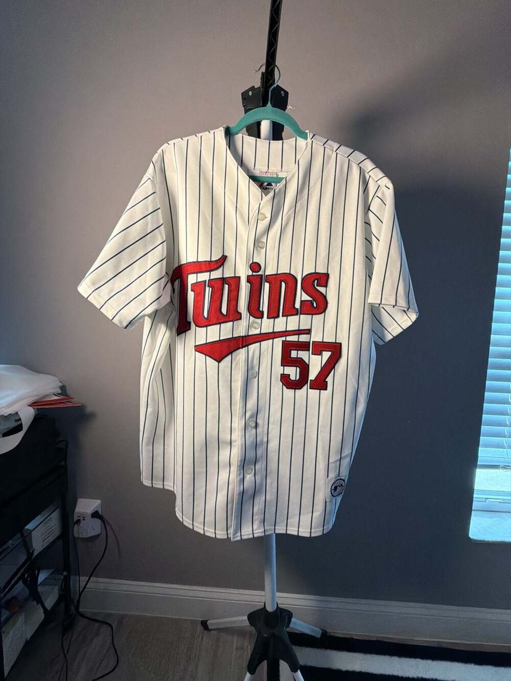 Majestic Minnesota Twins Johan Santana #57 Pinstripe Home Baseball Jersey